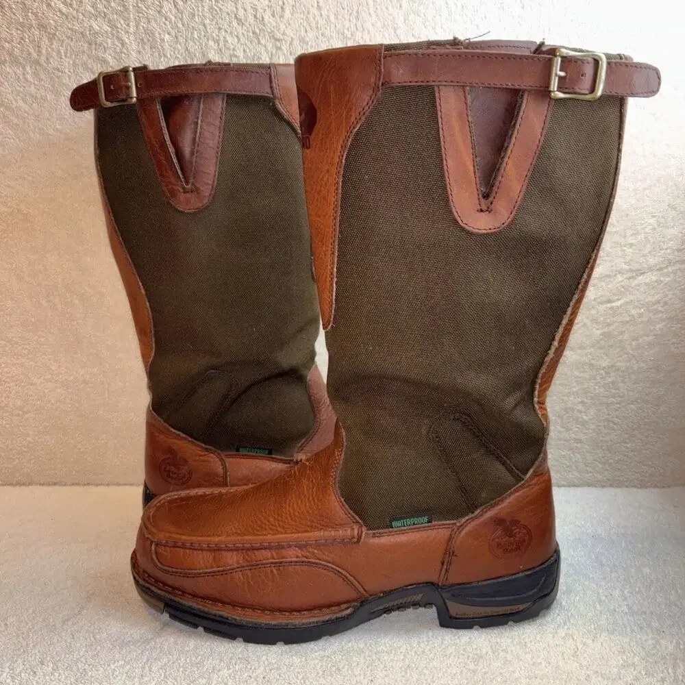 Georgia Brown Boots Waterproof Pull-on SnaKe Guard Men 14” Size 11.5 M